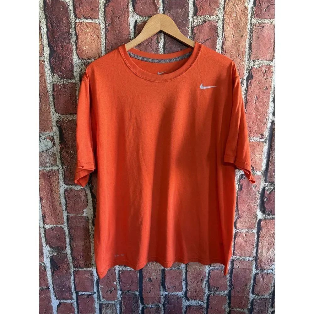 Nike Mens Orange Dri-Fit Short Sleeve Shirt Size 2XL
